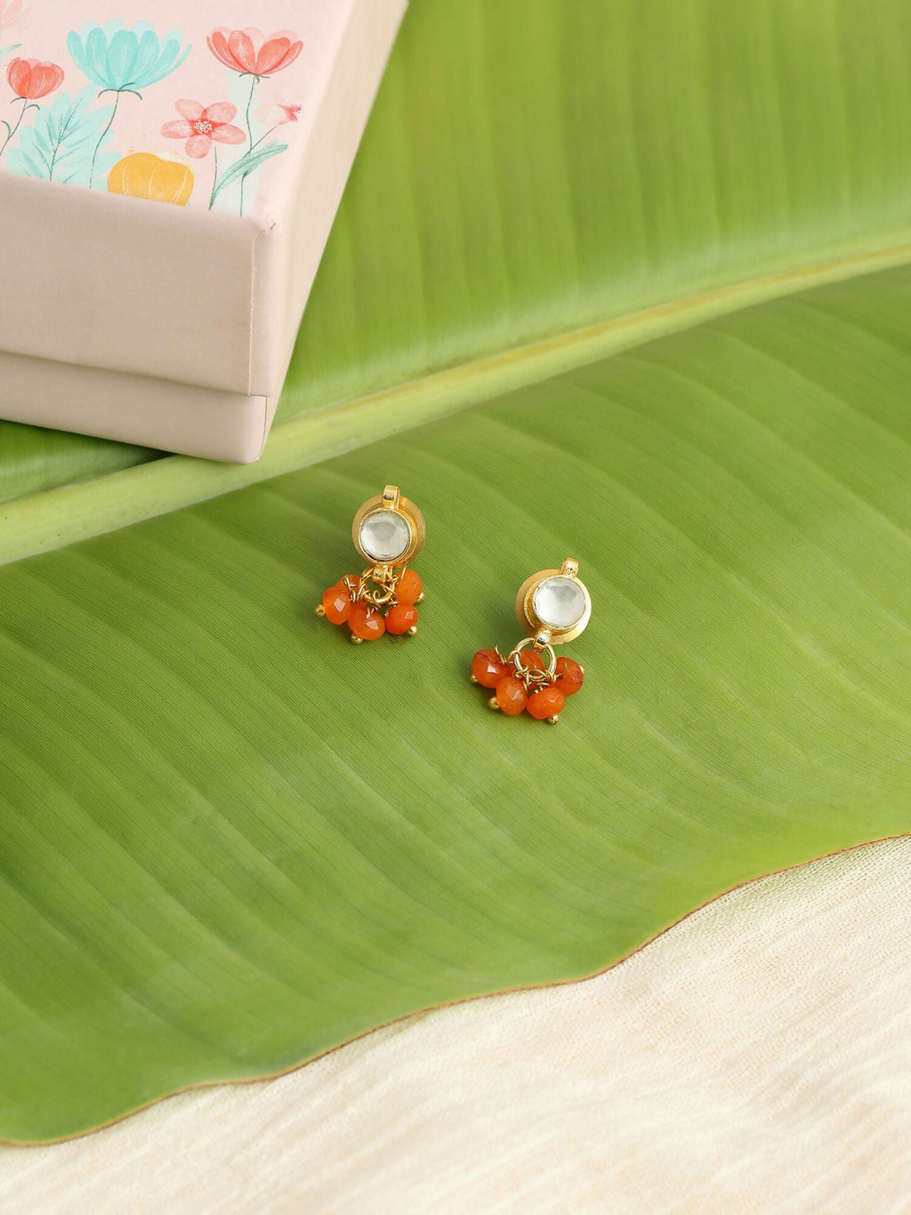 Ruby Raang Kesar Phool Earrings - Distacart