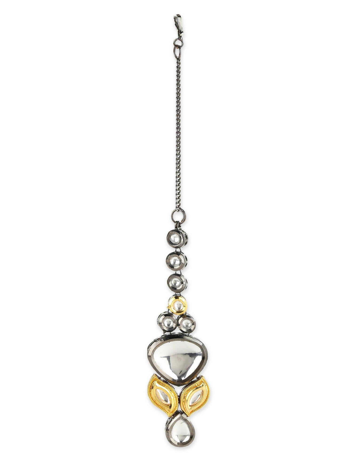 Gold-Plated White Kundan-Studded Maang Tikka - Ruby Raang - Distacart