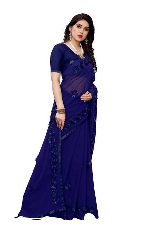 Vamika Navy Georgette Embroidery Saree (GULABO NAVY)