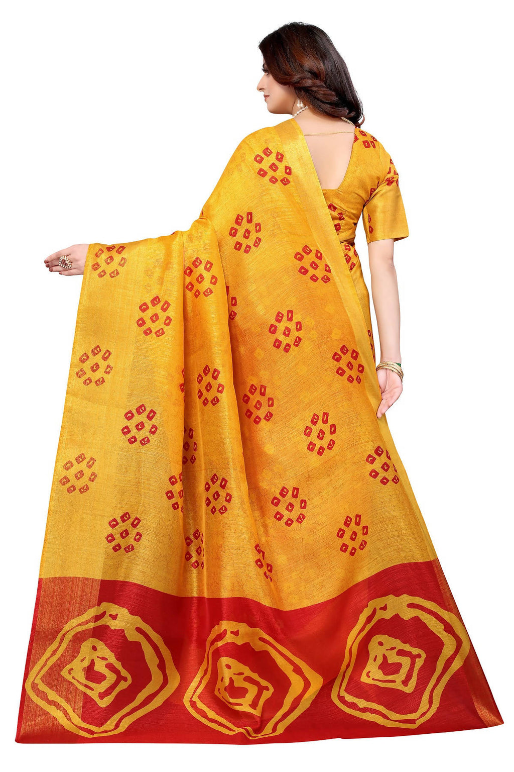 Vamika Ethnic Fire Red Jari Border Linen Saree - Distacart