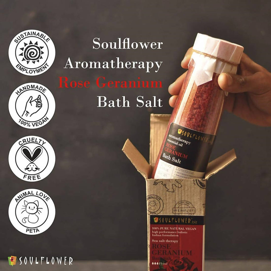 Soulflower Aromatherapy Essential Oil Rose Geranium Bath Salt