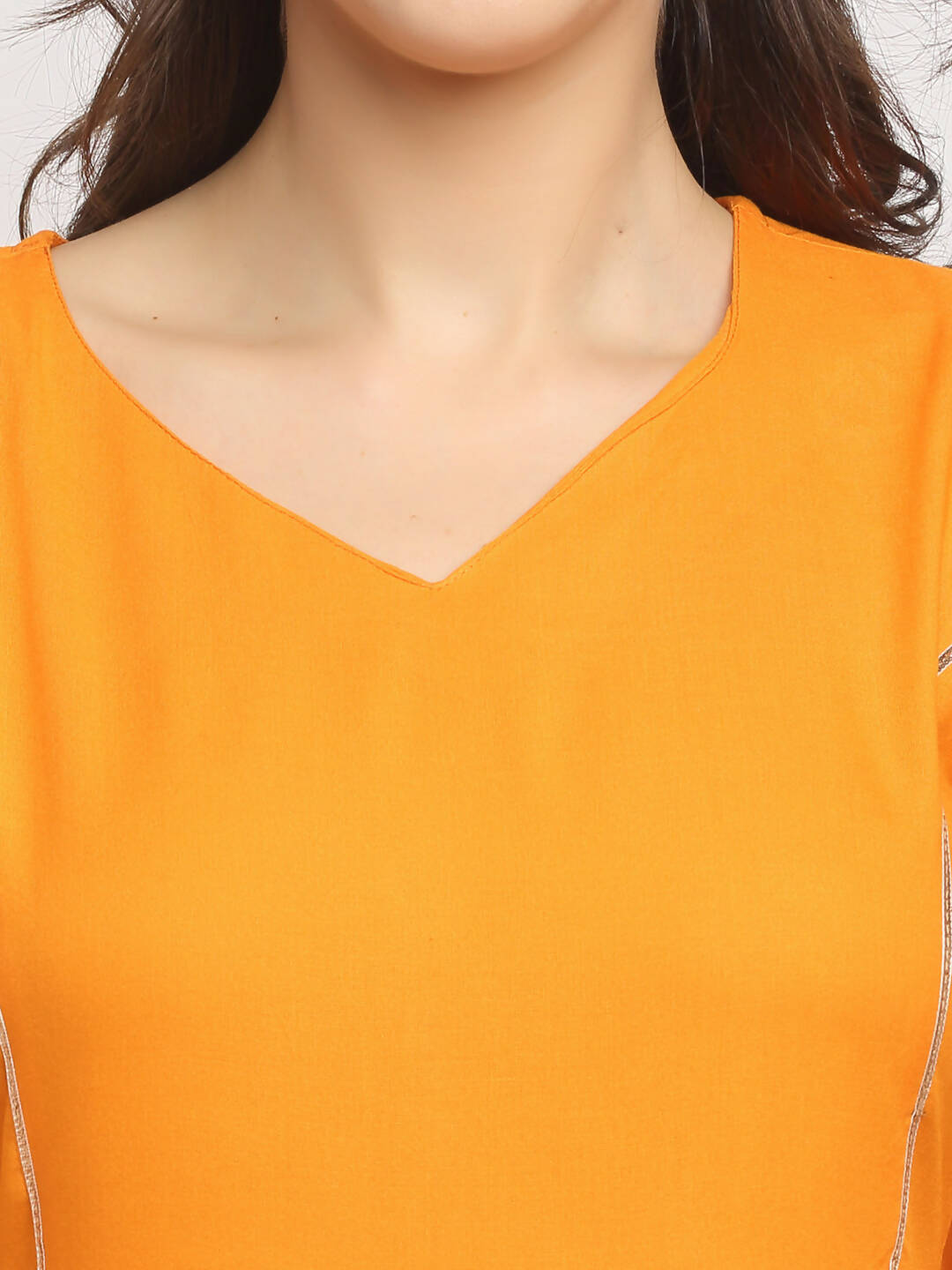 Rudra Bazaar Orange Anarkali Lace Work Kurta with Pyjamas & Dupatta - Distacart