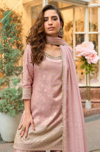 Anaita Peach Viscose Silk Readymade Palazzo Suit with Embroidery Work - Distacart