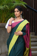 Beatitude Green Cotton Handloom Saree