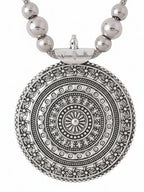 NVR Women Round Mandaliya Silver Plated Necklace