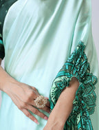 Vastranavya Electric Blue Mandalaa Print Freehand Ready to Wear Saree