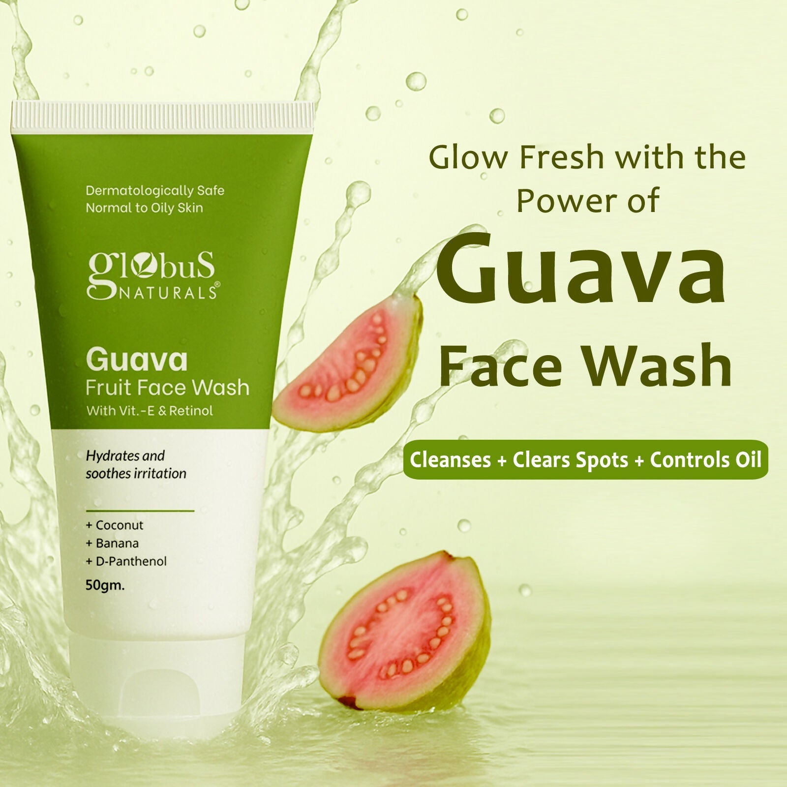 Globus Naturals Guava Fruit Face Wash with Vitamin E & Retinol - Distacart