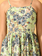 Myshka Women's Lime Green Fit and Flare Party Dress - Distacart