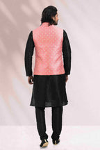 Raivat Ethnic Jacquard Banarasi Silk Woven Work 3 Pics Jacket Set In Pink Colour - Distacart