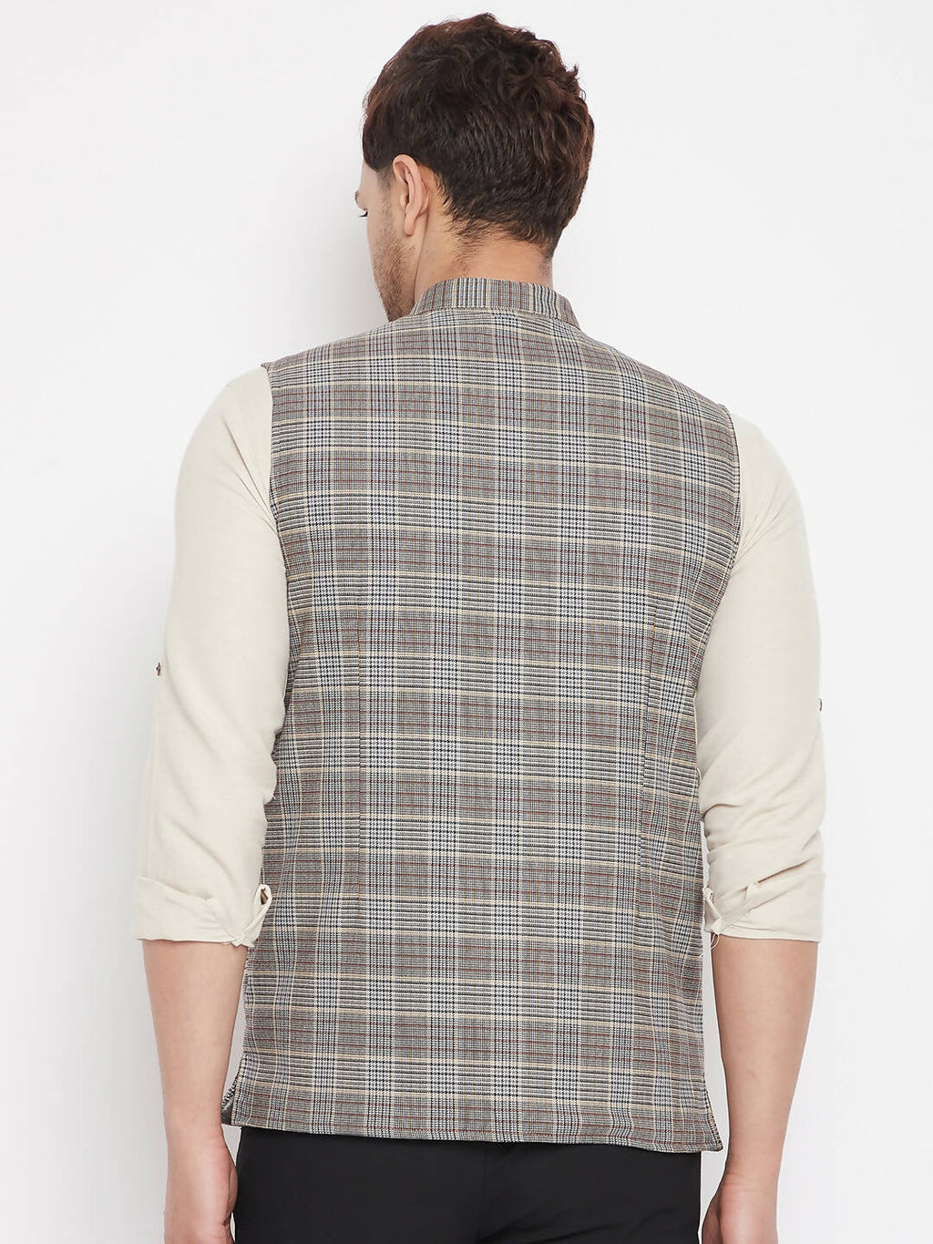 Even Apparels Brown Merino Men Woven Nehru Jacket PW729 - Distacart