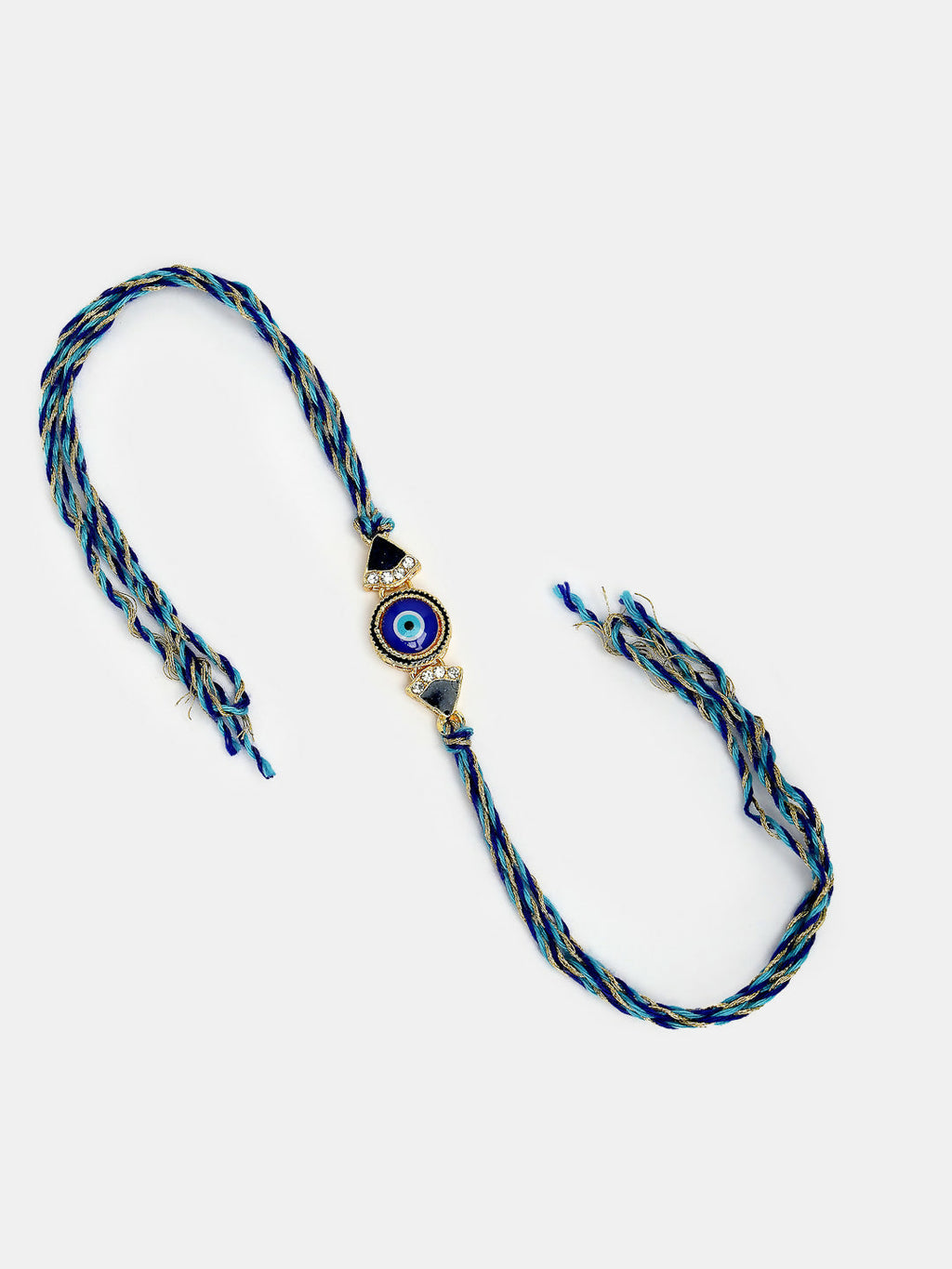 NVR Women & Men Set of 2 Blue Evil Eye Bhaiya Bhabhi Rakhi With Roli Chawal & Chocolate - Distacart