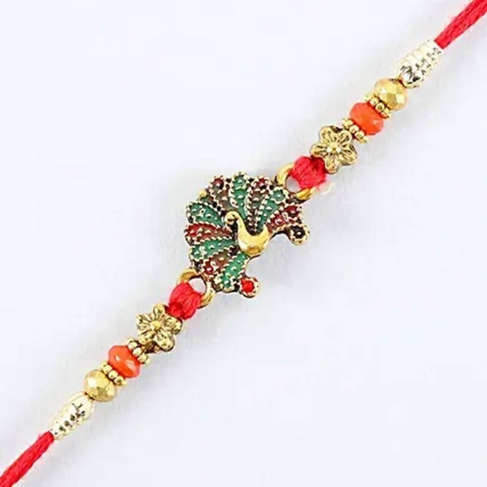 Beautiful Peacock Ethnic Rakhi & Soan Papdi - Distacart