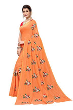 Vamika Chanderi Cotton Embroidery Orange Saree 