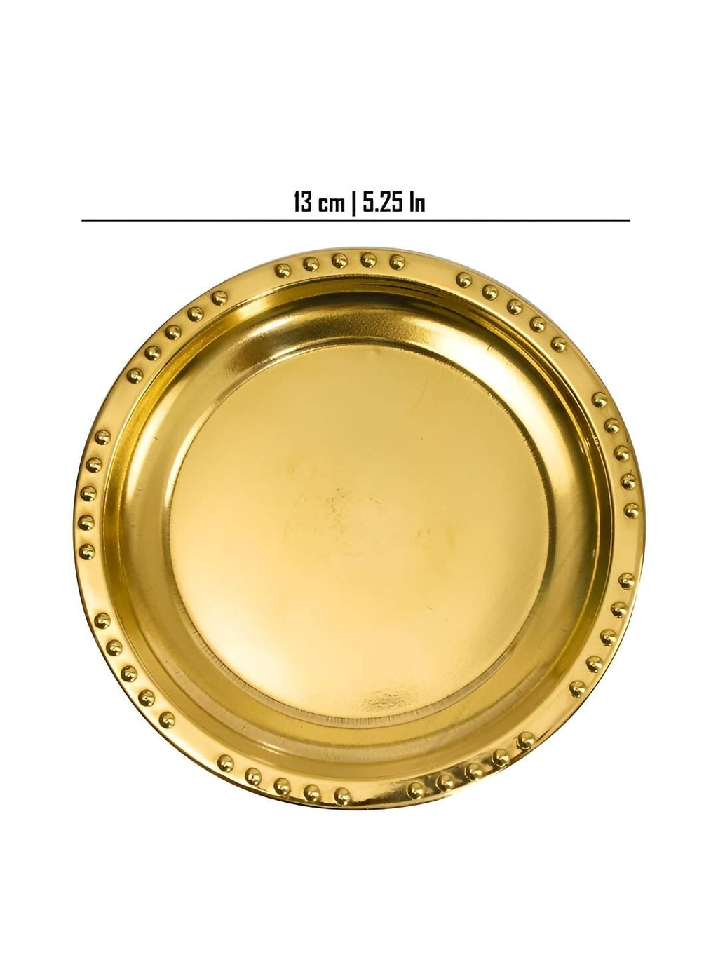 Spillbox Gold-Toned Brass Plain Dotted Thali Pooja Essential