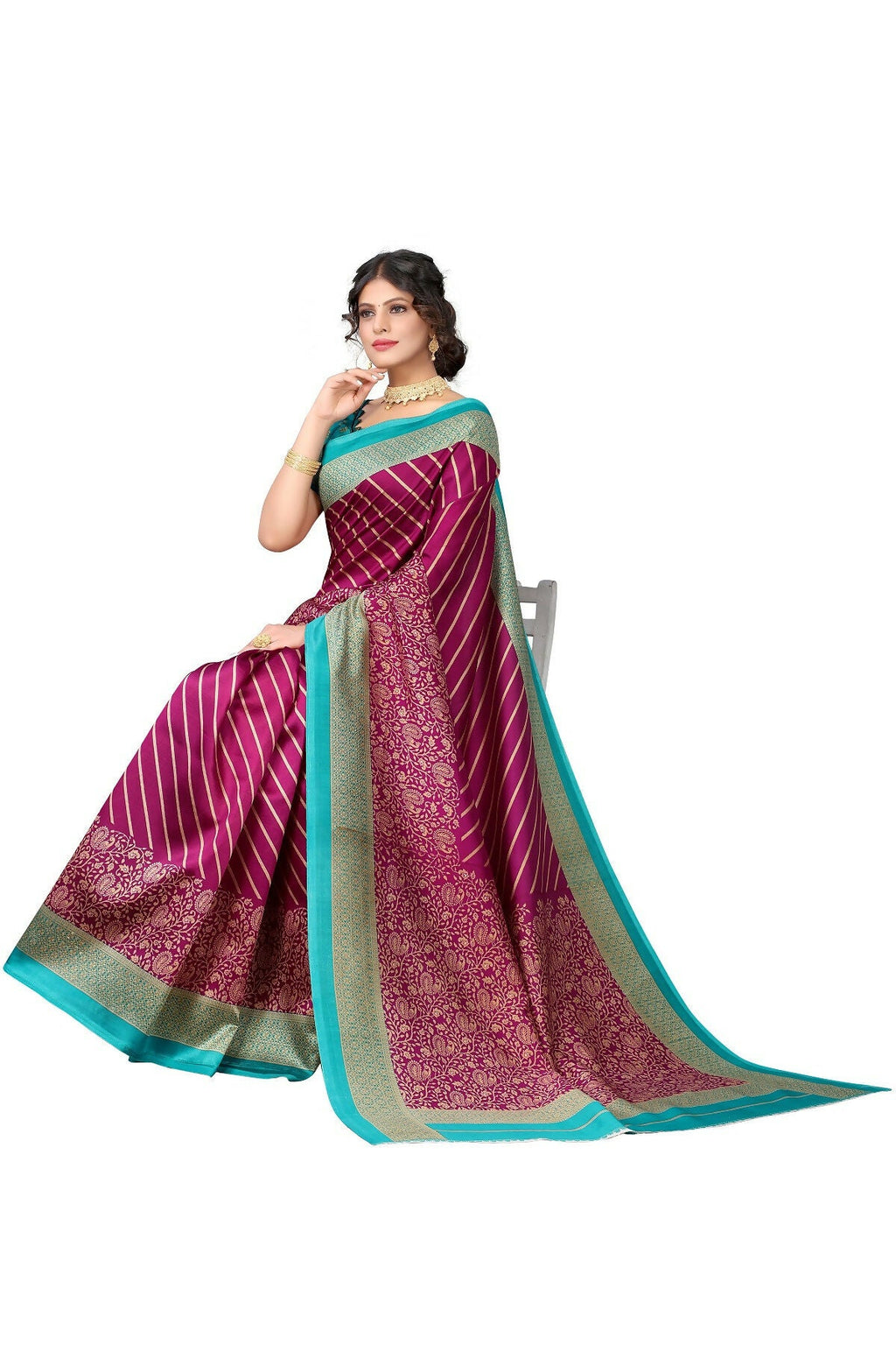 Vamika Purple Printed Art Silk Saree