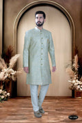 Joban Fashion Men's Green Base Silk Kurta with Pyjama