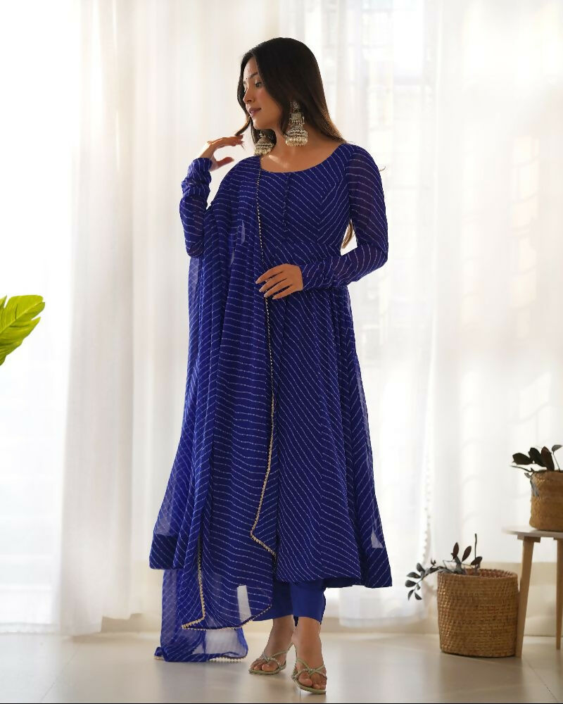 Joban Fashion Royal Blue Kurta Set Georgette Sequence Embroidery Work - Distacart