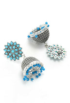 Mominos Fashion Joharkamal Kundan work Jhumka with Sky Blue Beads - Distacart