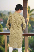 Souchii Men Pure Cotton Geometric Printed Straight Kurta