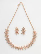 NVR Women Gold-Polished Cz Stone Handcrafted Jewellery Set