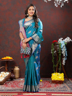 Lorenvalley Fashion Rama Soft Silk Woven Design Zari Weaving Saree