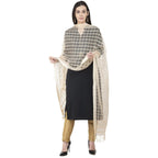 A R SILK Cotton square Regular Dupatta White Color Dupatta or Chunni