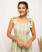 FIORRA Women's Green Cotton Printed Dress - Distacart