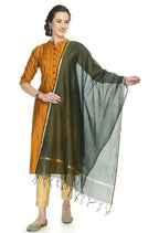 Mominos Fashion Moeza Banarsi Piping Bottle Green Dupatta
