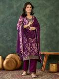 The52 Women's Beautiful Embroidery Work Chinon silk Fabric Straight Kurta Pant and Dupatta Set - Distacart