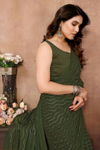 Aafreen Partywear Designer Green Rangoli Silk Fancy Saree