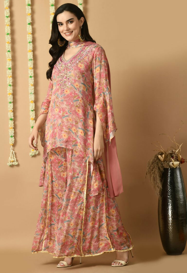 Joban Fashion Rose Gold Chinnon Kurta Set