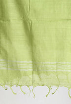 Mominos Fashion Moeza Women's Linen Cotton Silver Border Parrot Green Dupatta - Distacart