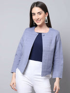 Even Apparels Grey 100% Viscose Open Front Statement Women's Jacket - Distacart