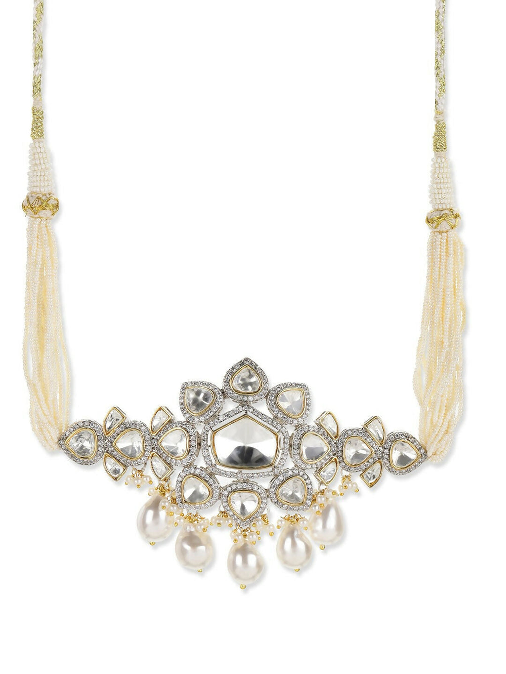 Kundan & Pearl Drop Choker- Ruby Raang