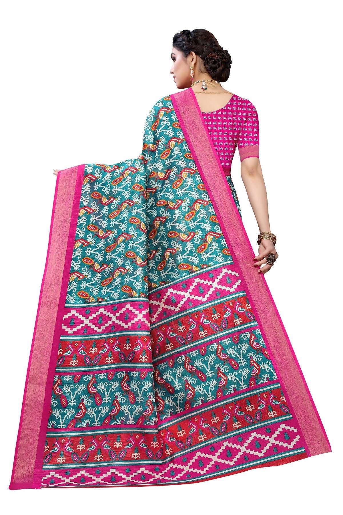 Vamika Rama Green Linen Jari Border Saree (JANKI RAMA) - Distacart