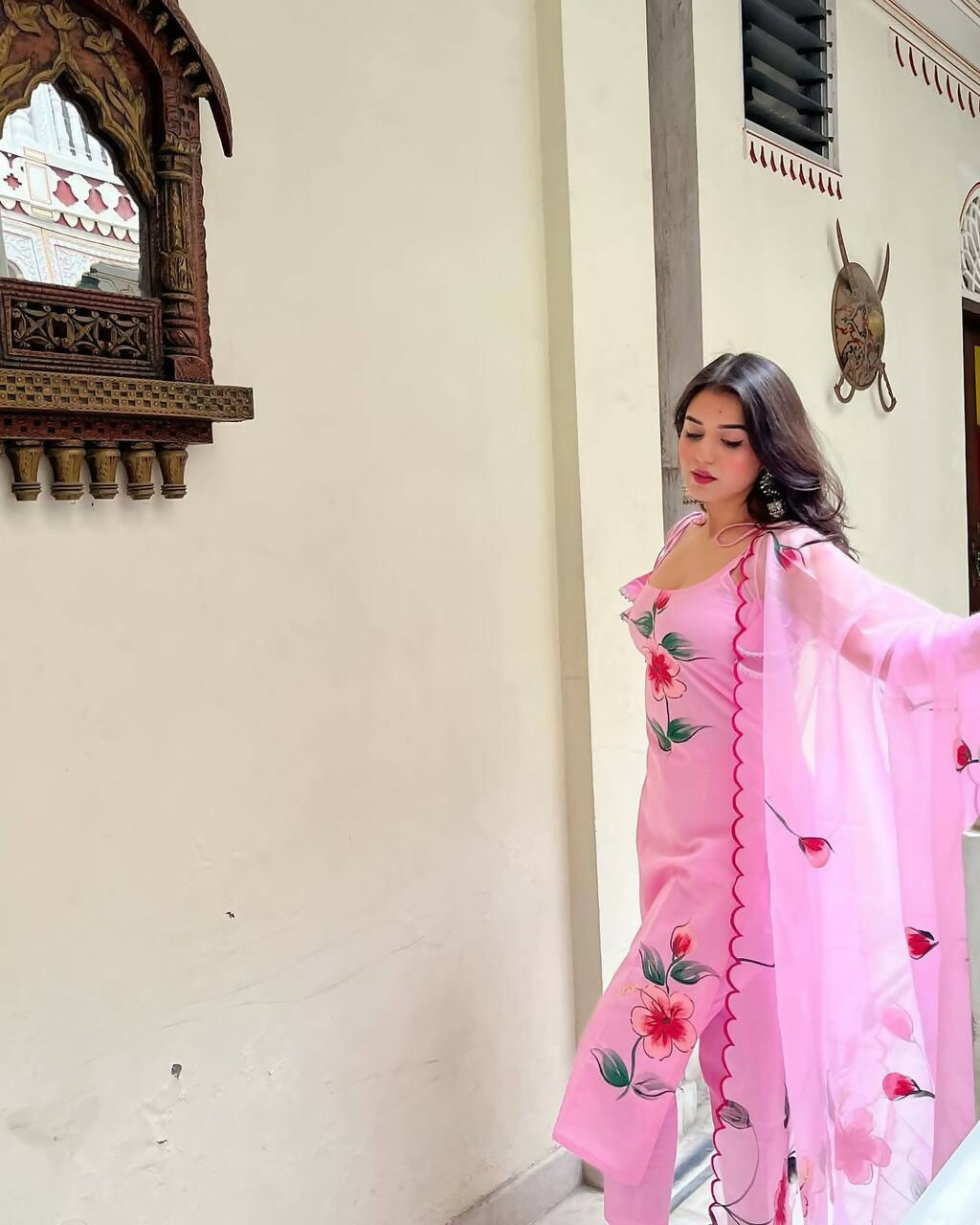 The52 Pink Women's Gorgeous Printed Viscose Fabric Straight Kurta Pant with Dupatta Set - Distacart