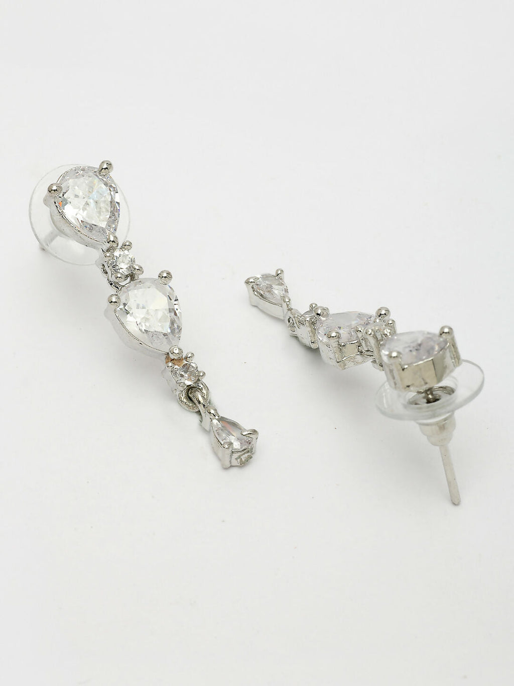 NVR Women's Silver-Plated CZ-Studded Brass Handcrafted Jewellery Set