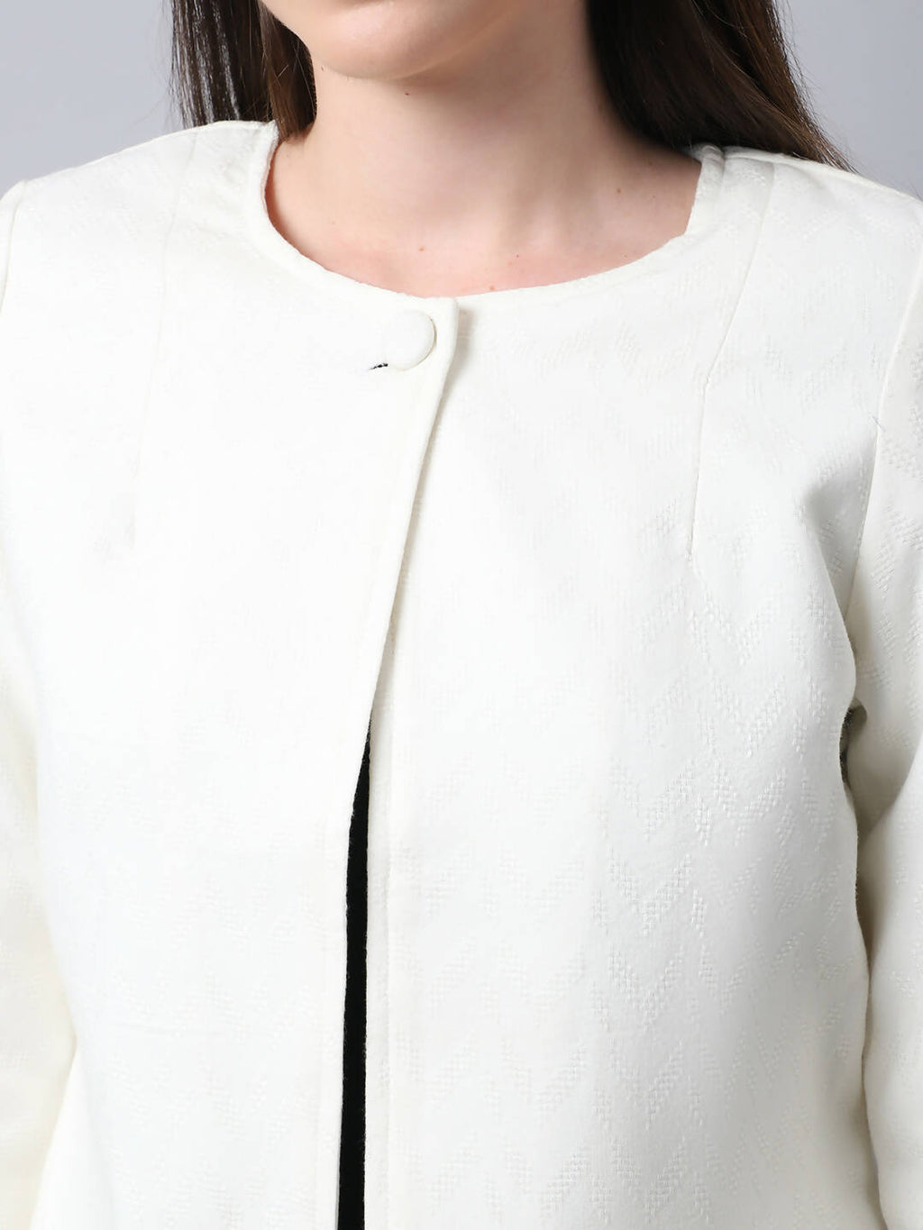 Even Apparels White 100% Viscose Open Front Statement Women's Jacket - Distacart