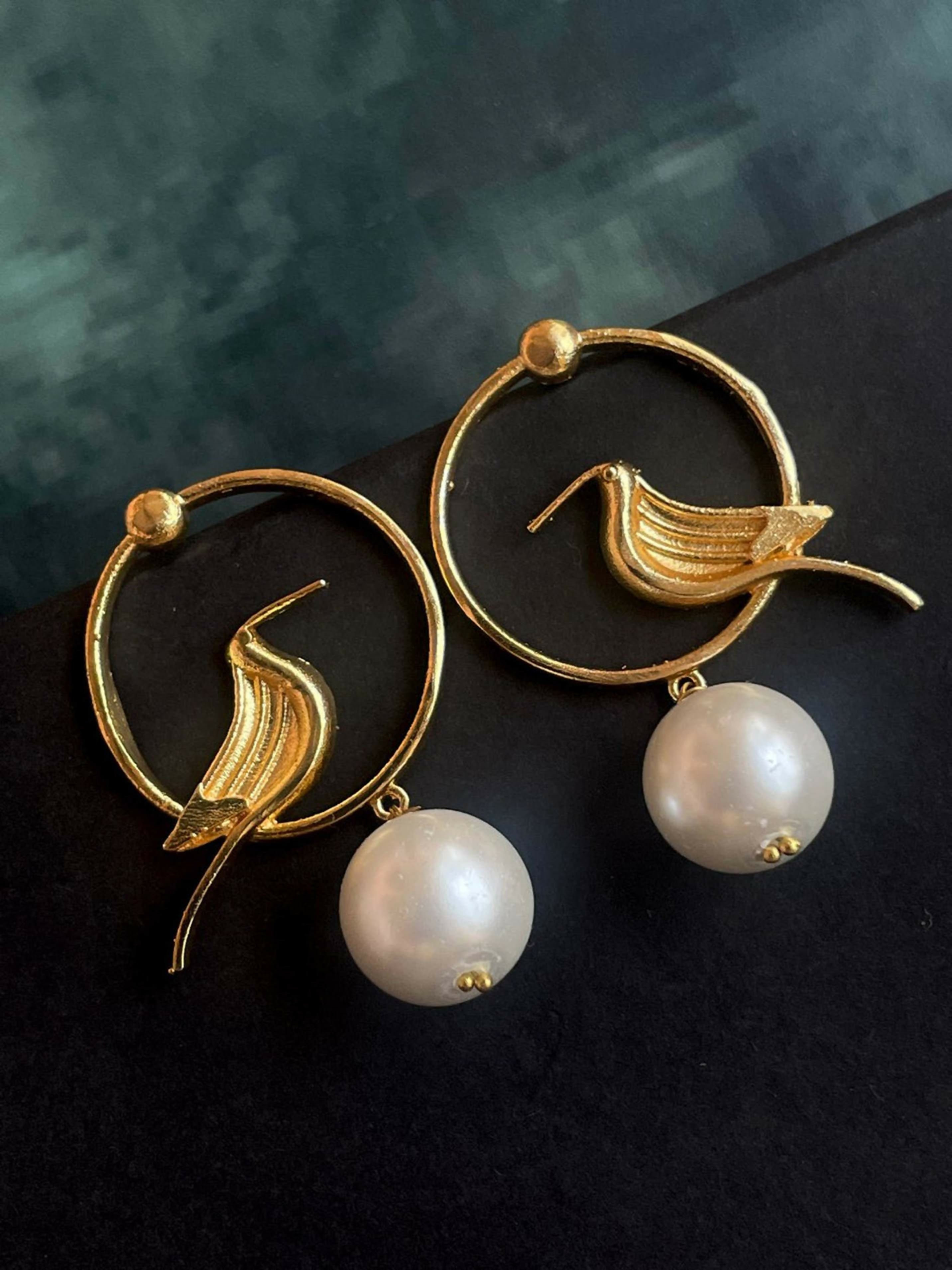 Joban Fashion Women White Pearl With Golden Top Stud Earring - Distacart