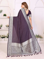 Aastha Fashion Purple Georgette Silk Zari Weaving Saree - Distacart