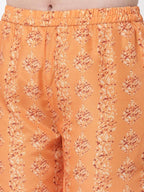 Myshka Mustard Color Cotton Printed Kurta With Pant Dupatta Set