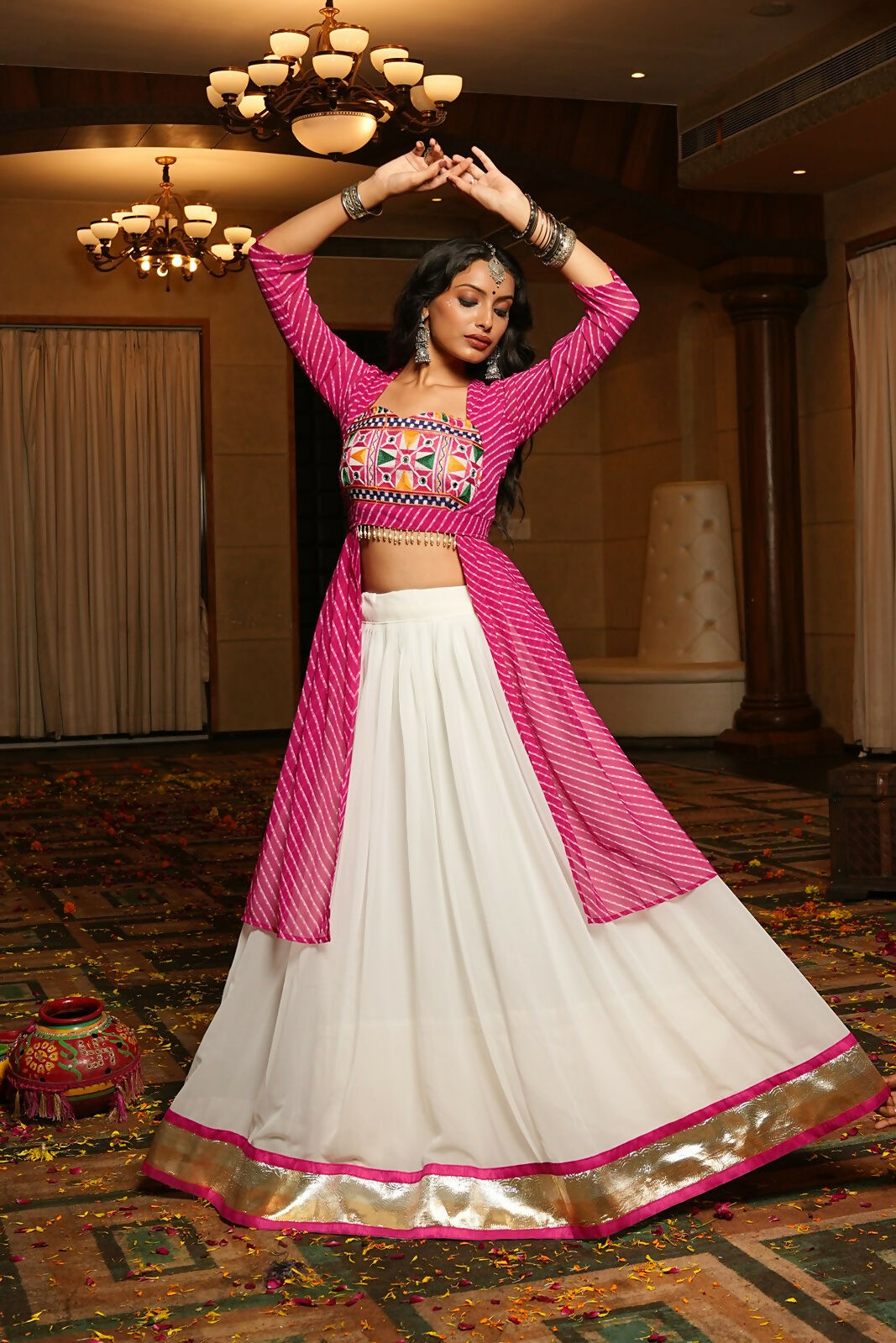 AI Fashion White Georgette Designer Navratri Wear Lehenga Choli Collection