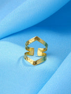 NVR Women Gold-Polished Adjustable Finger Ring