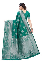 Vamika Banarasi Jacquard Weaving Rama Green Saree (AMEE RAMA)