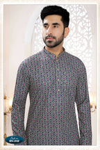 Joban Fashion Men's Blue Straight Rayon Thread And Sequence Embroidery All Over Kurta Set
