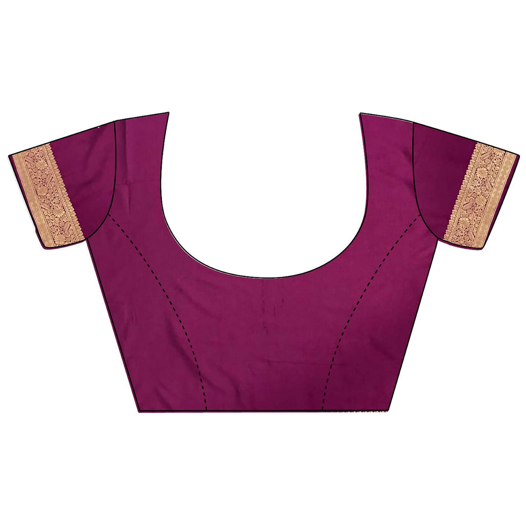 Joban Fashion Magenta Zari Weaving Motif Lichi Silk Banarasi Silk Saree - Distacart