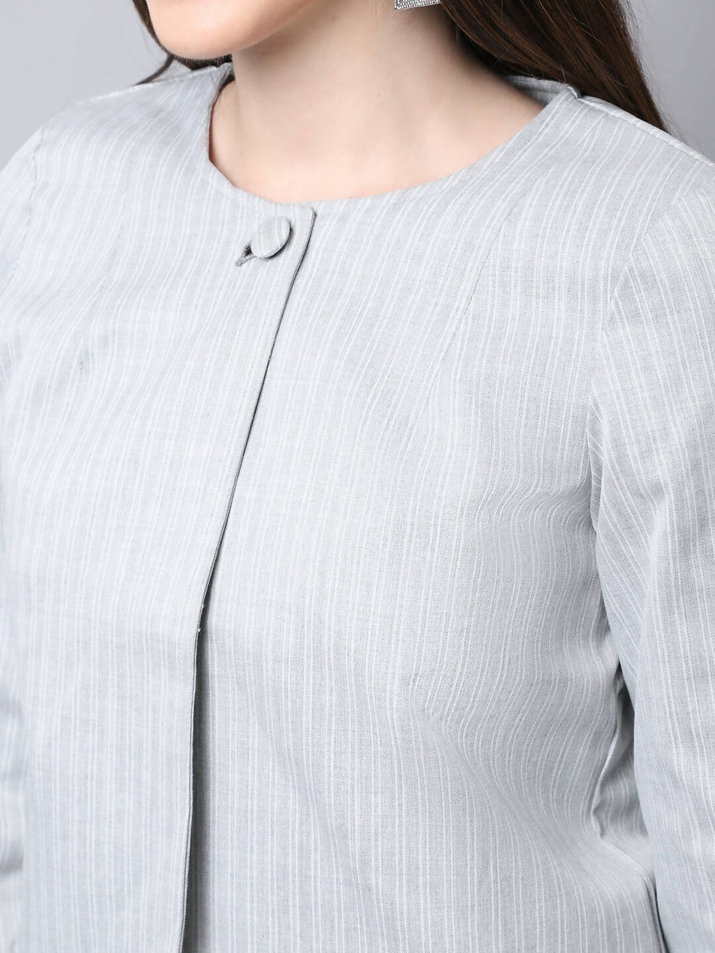 Even Apparels Grey Polywool Open Front Statement Women's Jacket - Distacart