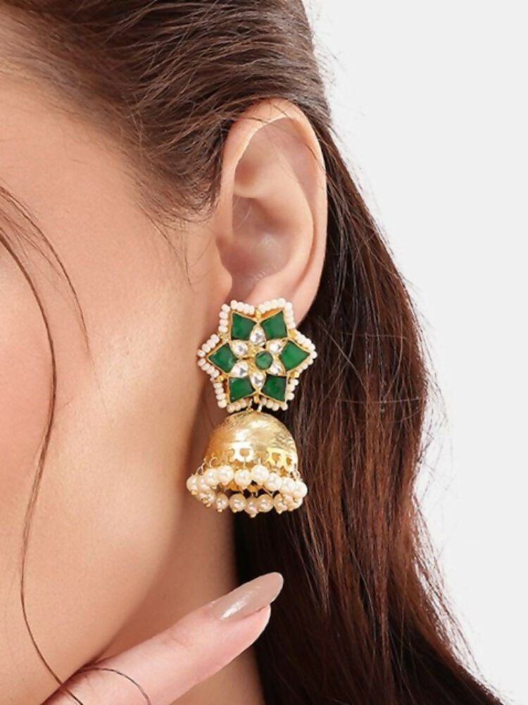 Nuyug 22K Gold Plated Panna Jhumki Earrings - Distacart