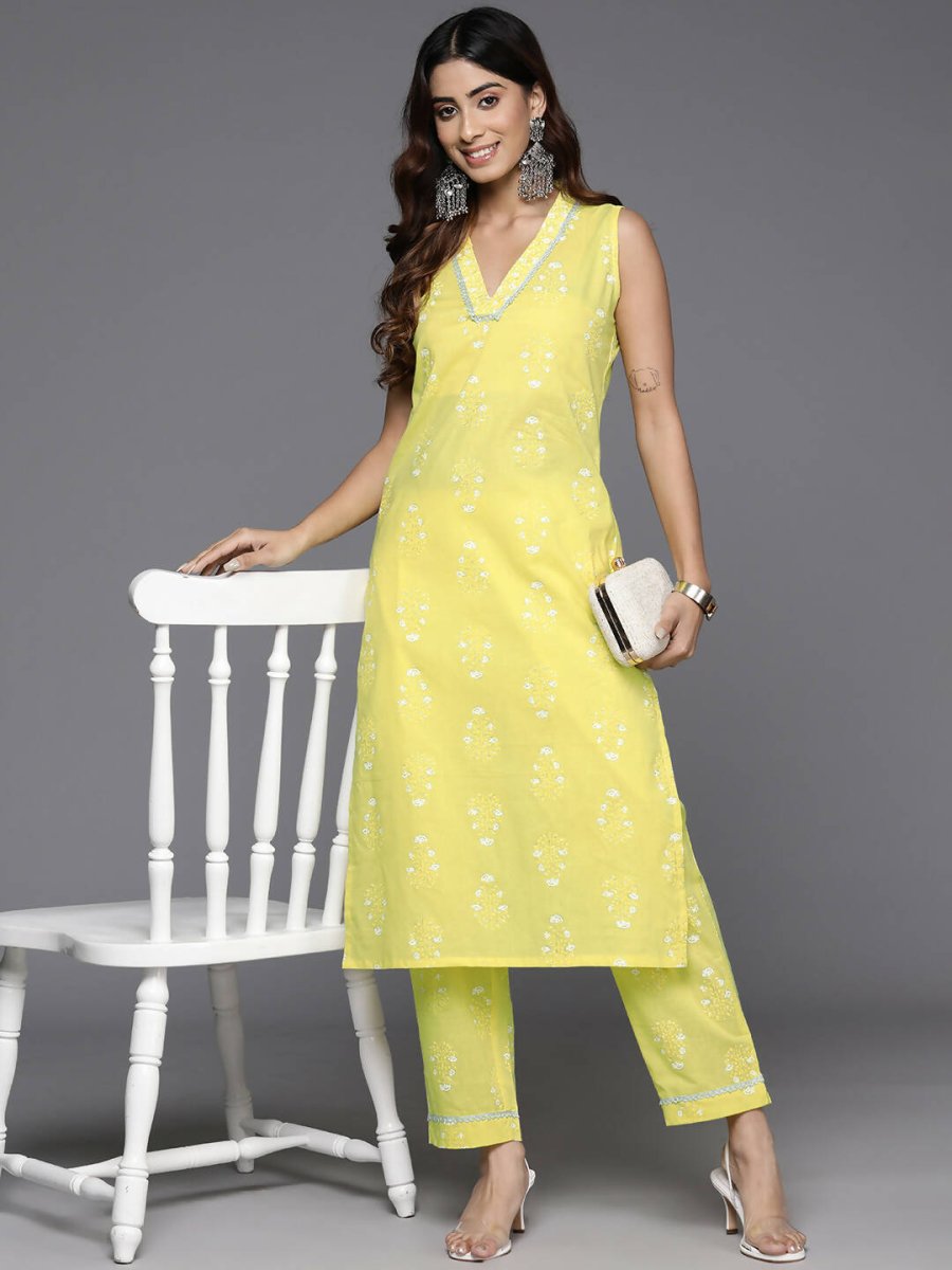 Ahalyaa Women's Traditional wear Kurta Set - Yellow