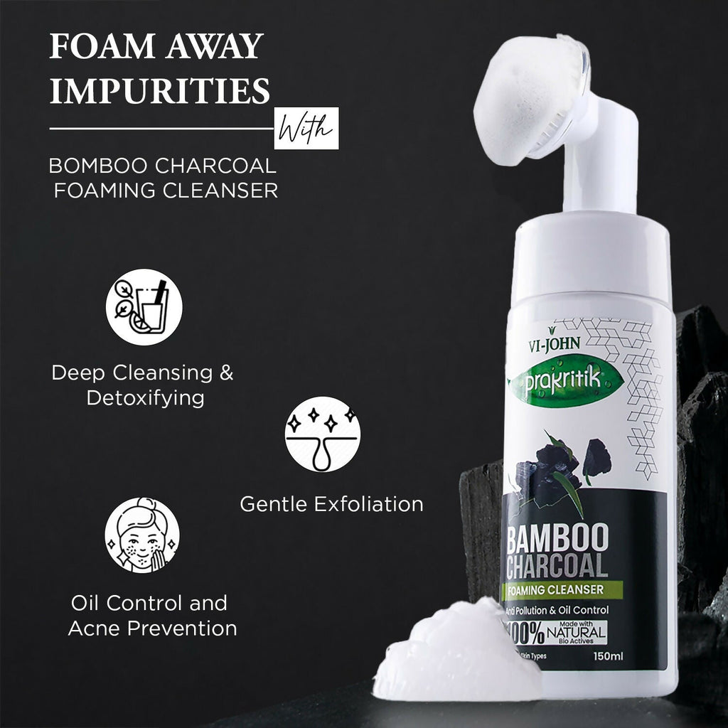 VI-JOHN Prakritik Bamboo Charcoal geling , Removes Tan, 100% Natural Bio Actives Face Wash - Distacart